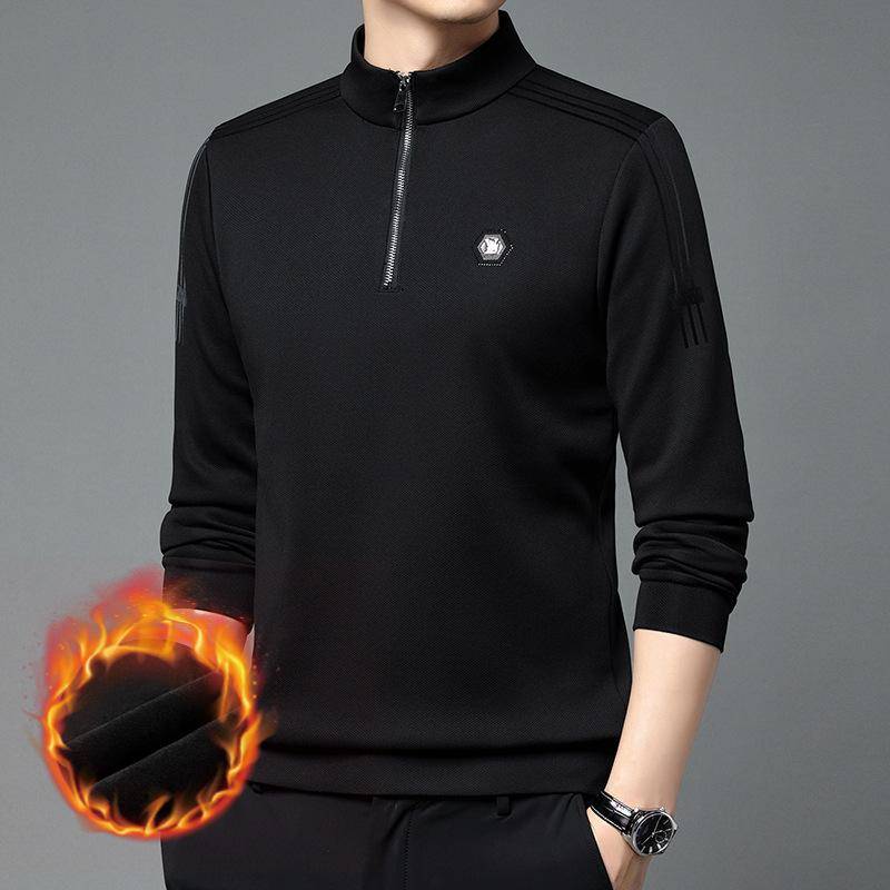 Winter Neue Halb Stehkragen Plus Fleece Dicke Langarm T-shirt Männer Casual Alle Mode Gedruckt Warme Hoodie Männer 190/4XL von Joom DACH
