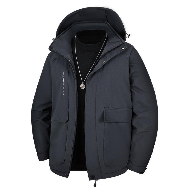 Winter Neue Herren Baumwollgepolsterte Kleidung Stereo Pattentasche Kapuzen Baumwollgepolsterte Jacke Übergröße Lockerer Cardigan Mantel. 8XL von Joom DACH