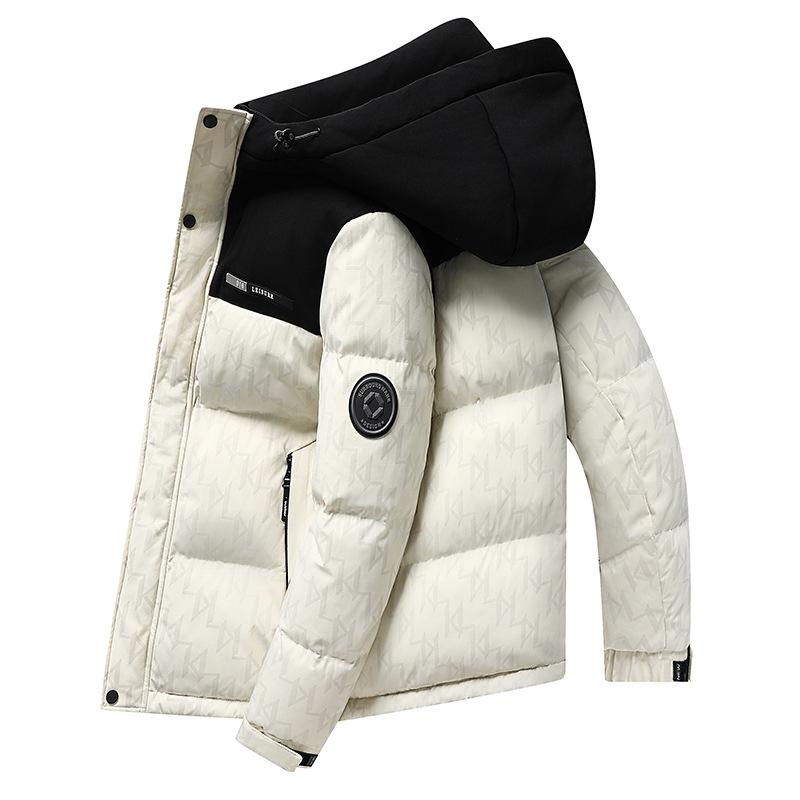 Winter Neue Herren Daunenjacke Verdickte Farblich passende Warme Jacke Lässige Kapuzen-Daunenjacke 4XL weiß von Joom DACH