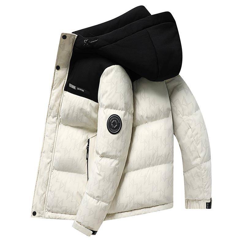 Winter Neue Herren Daunenjacke Verdickte Farblich passende Warme Jacke Lässige Kapuzen-Daunenjacke 4XL weiß von Joom DACH