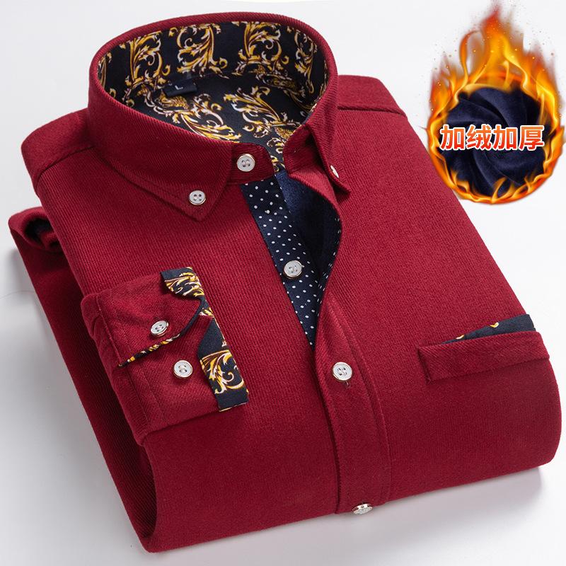Winter Neue Herren Warme Fleece Verdickte Langarmhemd Business Professionell Tooling Herren Slim Fit Herrenhemd XXL bordeaux von Joom DACH