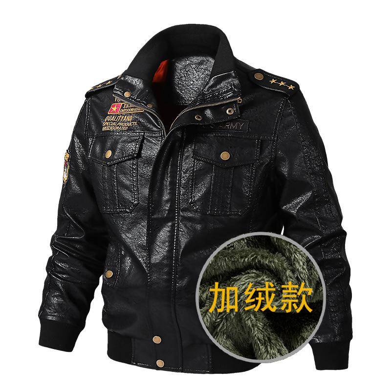 Winter Neue Kaschmir und Dick Gewaschen PU Leder Motorrad Lederjacke Herren Große Größe Ledermantel M von Joom DACH