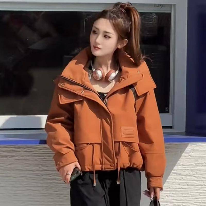 Winter Neue Koreanische Art Kurze Baumwolljacke mit Kapuze für Damen mit Lockerem Design, Lässige und Verdickte Jacke S von Joom DACH