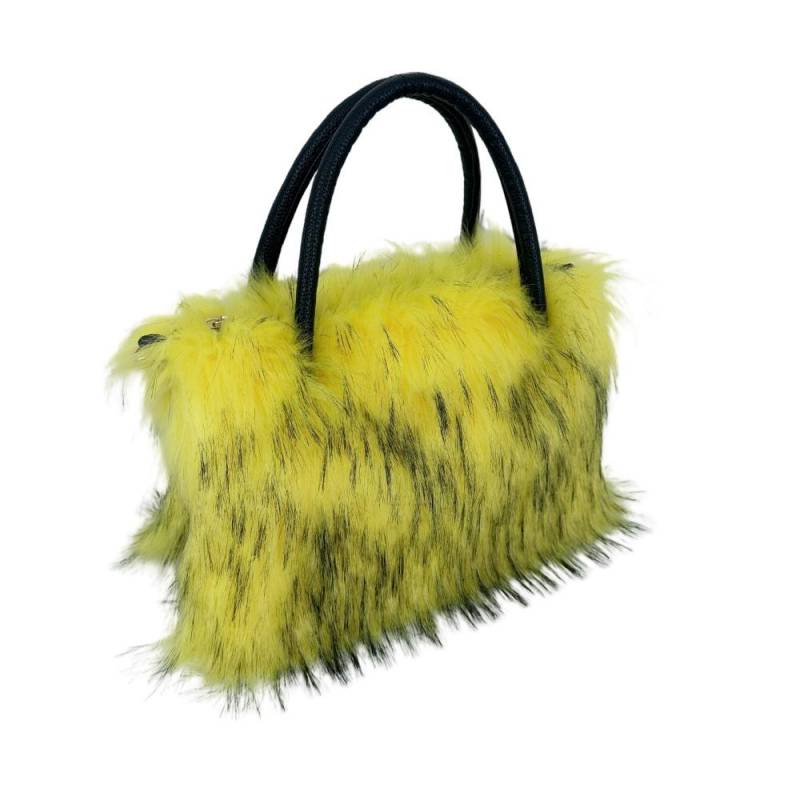 Winter Neue Plüsch Damen Tragetaschen Mode Imitation Waschbärfell Horizontale Quadratische Handtasche Weich Bequem Tragbar Schulter Umhängetasche für Damen gelb von Joom DACH