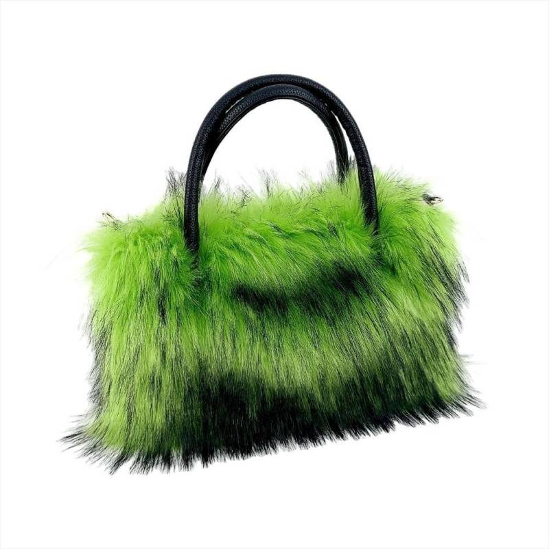 Winter Neue Plüsch Damen Tragetaschen Mode Imitation Waschbärfell Horizontale Quadratische Handtasche Weich Bequem Tragbar Schulter Umhängetasche für Damen grün von Joom DACH