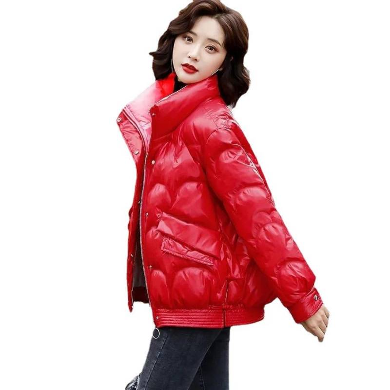 Winter Neuer Glänzender Baumwollmantel Damen Kurz Locker Baumwolljacke Koreanischer Stil Westernstil Baumwollmantel Verdickt Große Größe Mantel XL von Joom DACH