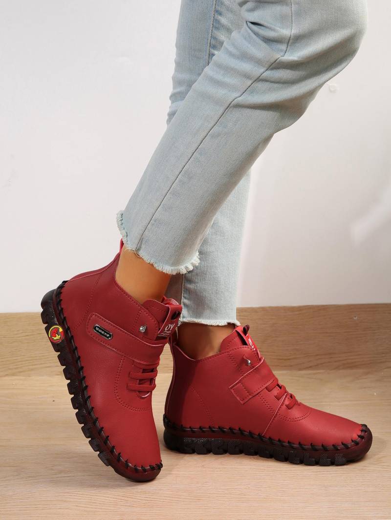 Winter Orthopädische Stiefel Für Frauen Herbst Herbst Leder Schuhe Mit Fell Rot Mokassins Frau Stiefeletten Mom Plüsch Turnschuhe Schuh 38 rot von Joom DACH