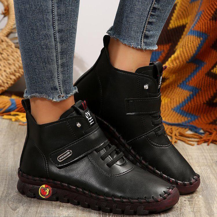 Winter Orthopädische Stiefel Für Frauen Herbst Herbst Leder Schuhe Mit Fell Rot Mokassins Frau Stiefeletten Mom Plüsch Turnschuhe Schuh CN 39(Insole 24.5 cm schwarz von Joom DACH