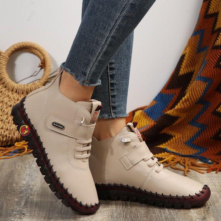Winter Orthopädische Stiefel Für Frauen Herbst Herbst Leder Schuhe Mit Fell Rot Mokassins Frau Stiefeletten Mom Plüsch Turnschuhe Schuh CN 40(Insole 25 cm beige von Joom DACH