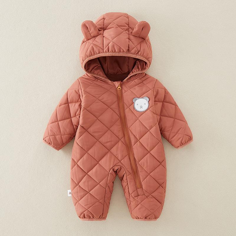 Winter-Outfit für Säuglinge und Kleinkinder, verdickte, mit Kapuze, Baumwolle gefütterte Jacke, Mantel, Neugeborene Jungen und Mädchen, Baby-Herbst- und Winteranzug 66cm rot von Joom DACH
