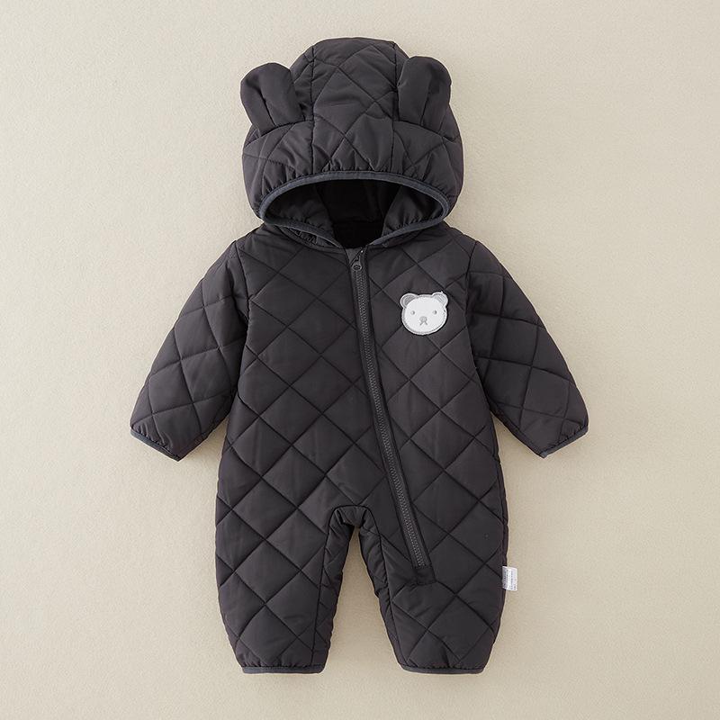 Winter-Outfit für Säuglinge und Kleinkinder, verdickte, mit Kapuze, Baumwolle gefütterte Jacke, Mantel, Neugeborene Jungen und Mädchen, Baby-Herbst- und Winteranzug 66cm grau von Joom DACH