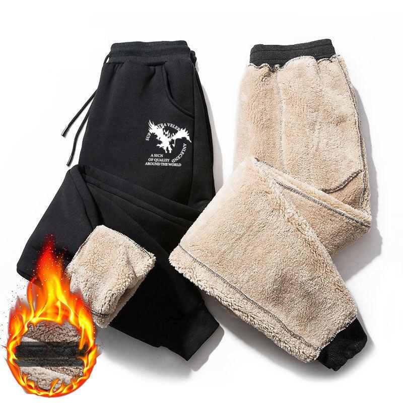 Winter Pants Men Fur Lined Joggers Thick Sweatpants Drawstring Trousers Men Fleece Running Pants Warm Pants Plus Size 5XL 5XL von Joom DACH