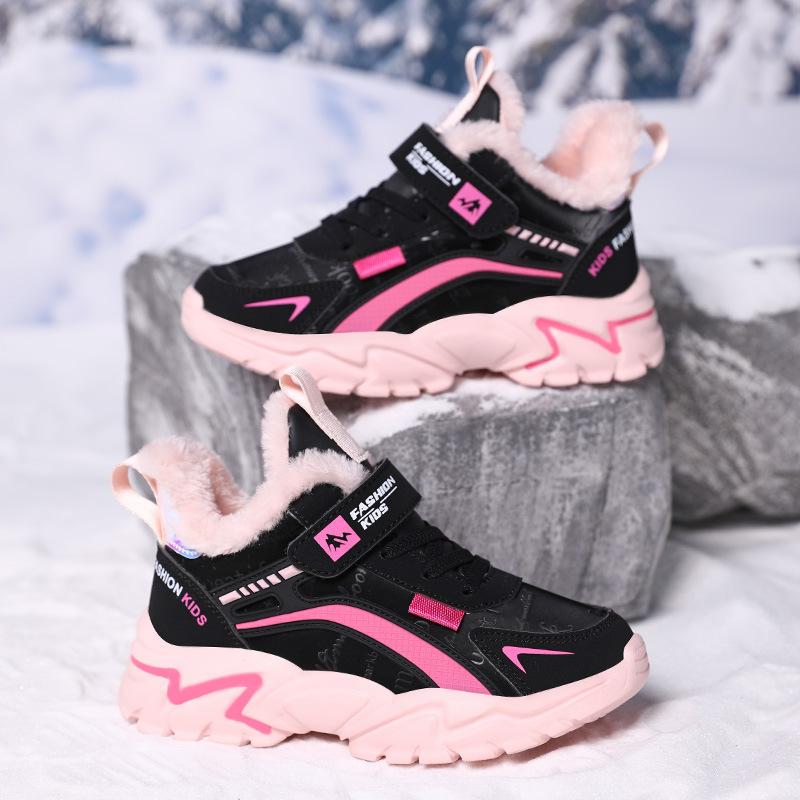 Winter Plüsch Warme Kinder Csual Schuhe Wasserdichte Leder kinder Turnschuhe Sport Runnign Rosa Mädchen Schuhe Turnschuhe 35 schwarz von Joom DACH