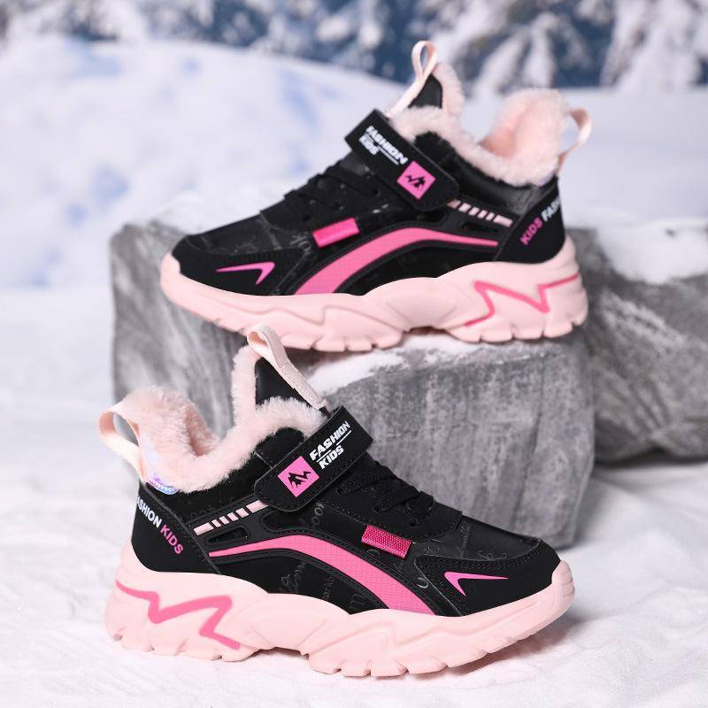 Winter Plüsch Warme Kinder Csual Schuhe Wasserdichte Leder kinder Turnschuhe Sport Runnign Rosa Mädchen Schuhe Turnschuhe 35 schwarz von Joom DACH
