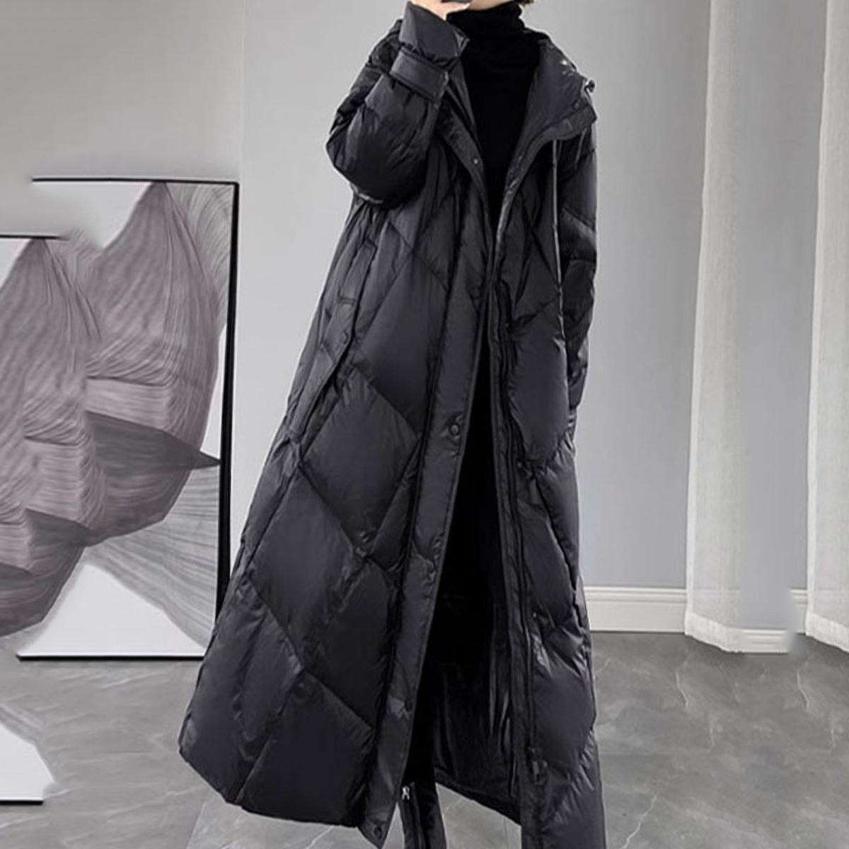 Winter Puffer Mantel Damen Langer Warmer Daunenmantel Hodoed Gepolsterter Mantel Damenjacke Weiblicher Lässiger Mantel XL schwarz von Joom DACH