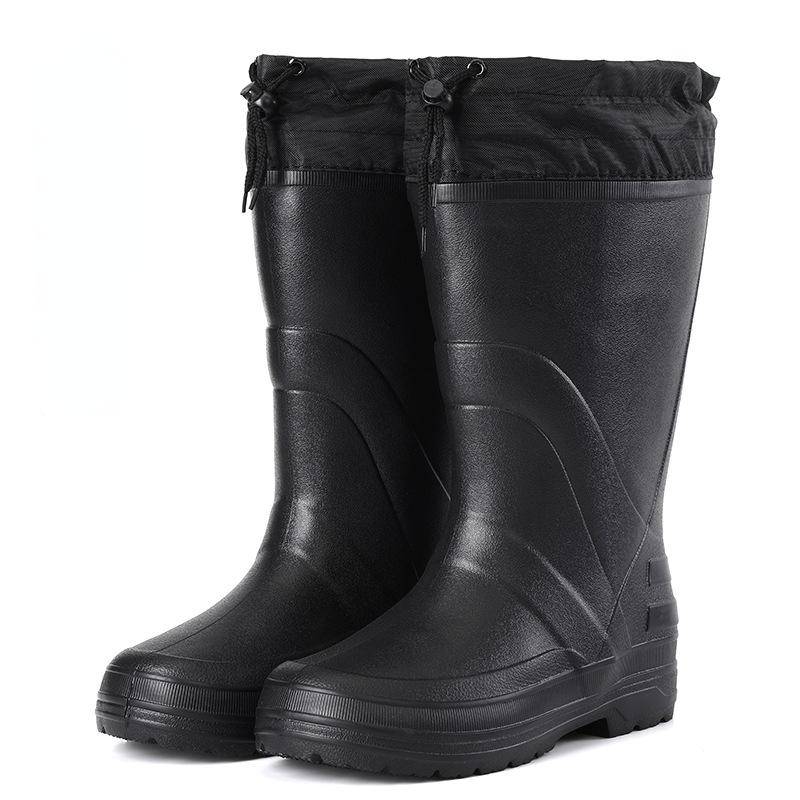 Winter Regenschuhe für Herren EVA Rutschfest Herren Schneestiefel Plüsch Warm Wasserdichte Schuhe Bequeme Plateauschuhe Herren Arbeitsschuhe Übergröße 46 schwarz von Joom DACH