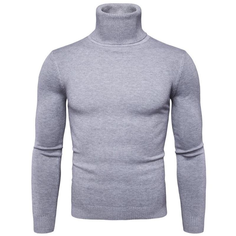 Winter-Rollkragenpullover für Herren, langärmelig, Stehkragen XXL licht grau von Joom DACH