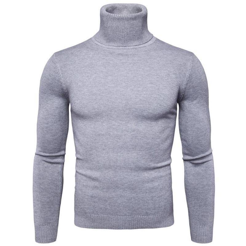 Winter-Rollkragenpullover für Herren, langärmelig, Stehkragen XXL licht grau von Joom DACH