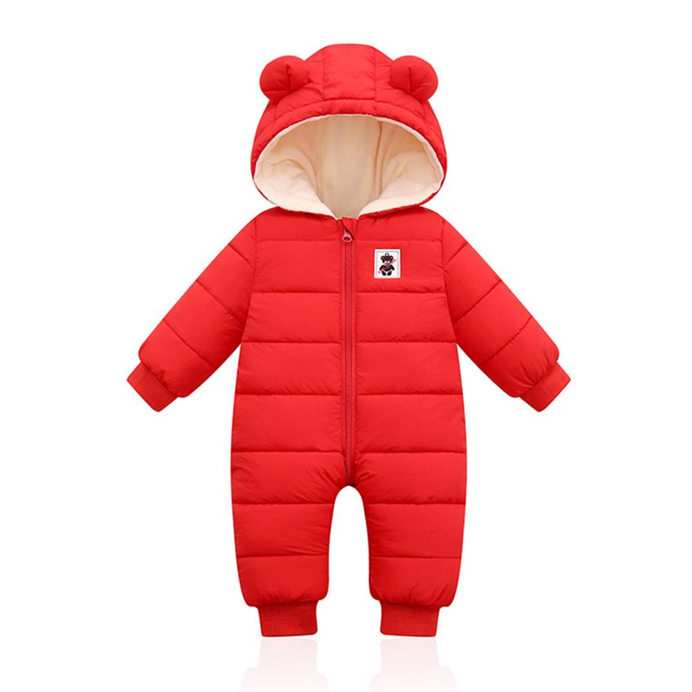 Winter Säuglingsmantel Baby Jungen Mädchen Warmer Strampler Bärenohren Kapuzenjacke mit Reißverschluss 73/M von Joom DACH