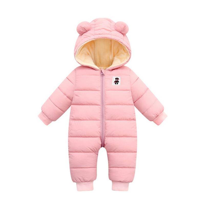 Winter Säuglingsmantel Baby Jungen Mädchen Warmer Strampler Bärenohren Kapuzenjacke mit Reißverschluss 73/M von Joom DACH