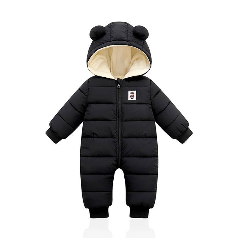 Winter Säuglingsmantel Baby Jungen Mädchen Warmer Strampler Bärenohren Kapuzenjacke mit Reißverschluss 80/L von Joom DACH