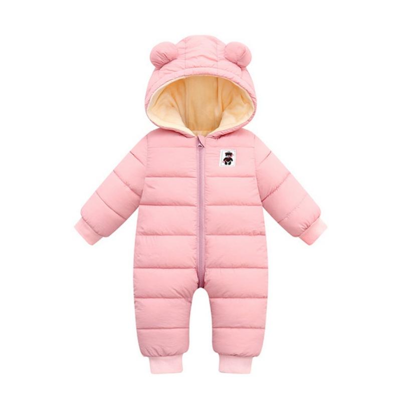 Winter Säuglingsmantel Baby Jungen Mädchen Warmer Strampler Bärenohren Kapuzenjacke mit Reißverschluss 80/L von Joom DACH