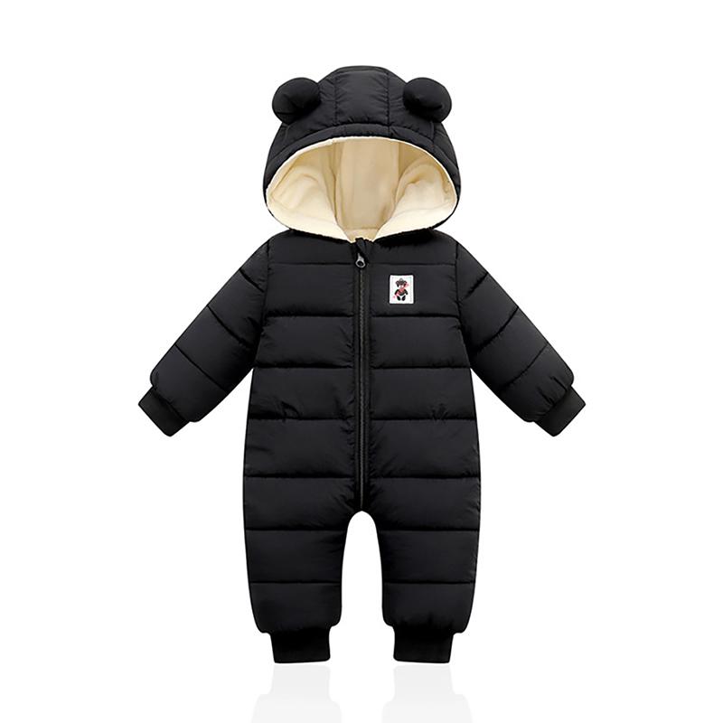 Winter Säuglingsmantel Baby Jungen Mädchen Warmer Strampler Bärenohren Kapuzenjacke mit Reißverschluss 90/XL von Joom DACH