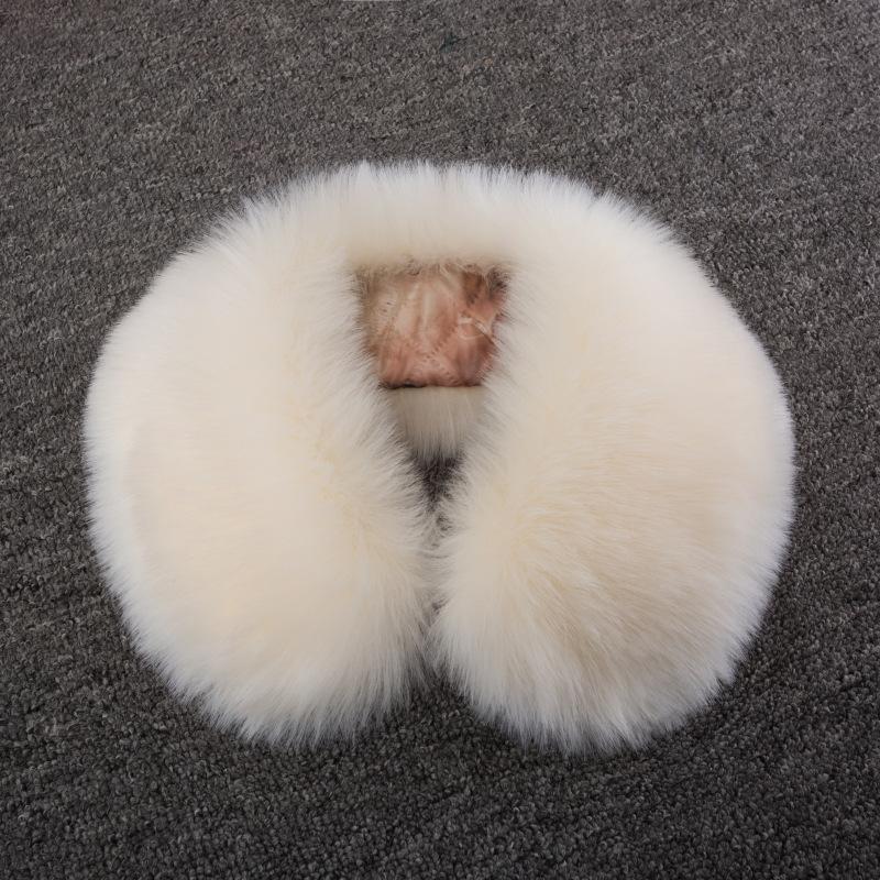 Winter Schal Damen mit rundem Winkel und Pelzkragen, neuer Kunstfuchshaar-Schal, warmer Schal, Plüsch, für Männer und Frauen, universeller weicher Halsschal beige von Joom DACH