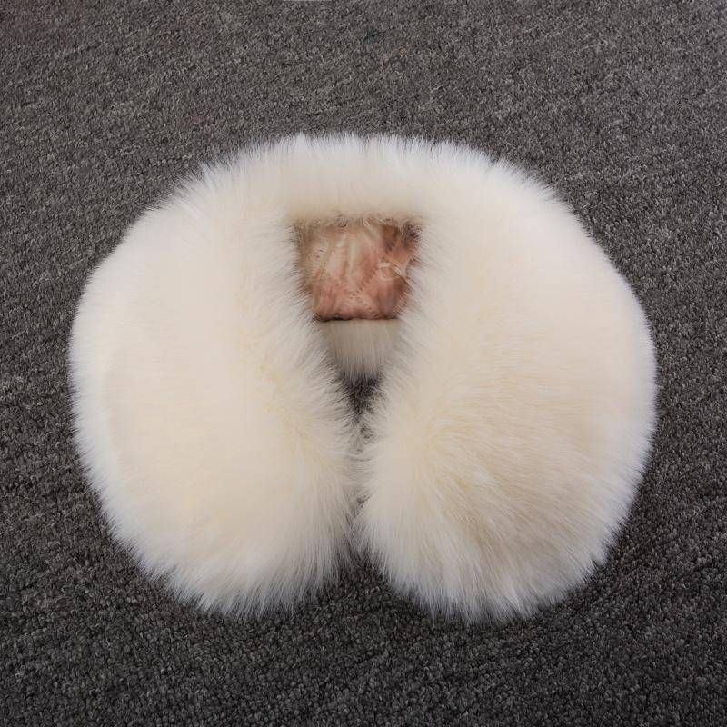 Winter Schal Damen mit rundem Winkel und Pelzkragen, neuer Kunstfuchshaar-Schal, warmer Schal, Plüsch, für Männer und Frauen, universeller weicher Halsschal beige von Joom DACH