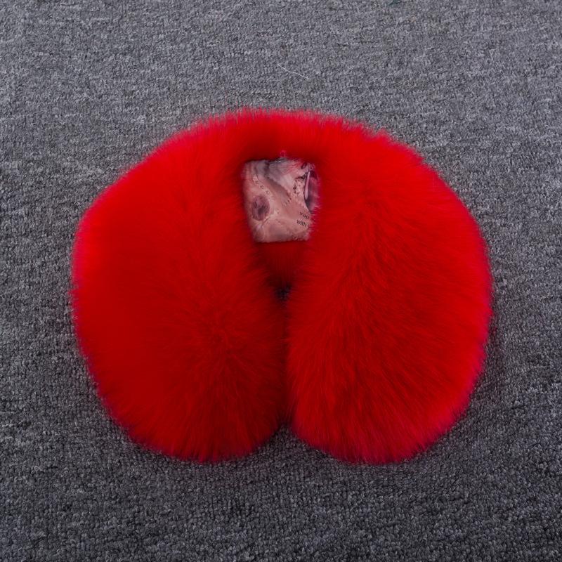 Winter Schal Damen mit rundem Winkel und Pelzkragen, neuer Kunstfuchshaar-Schal, warmer Schal, Plüsch, für Männer und Frauen, universeller weicher Halsschal rot von Joom DACH