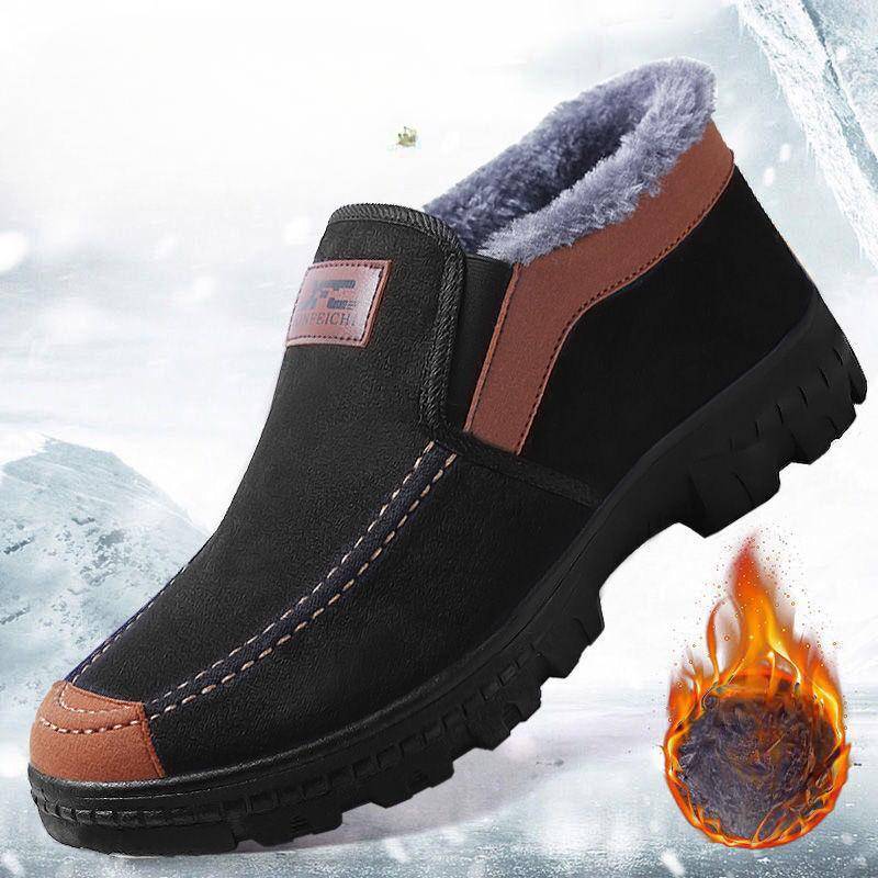 Winter Sicherheitsschuhe Warme Winterstiefel Herren Mode Herrenstiefel Männliche Arbeitsschuhe Herren Winter Sneaker Plüsch Pelzige Schuhe 43 schwarz von Joom DACH