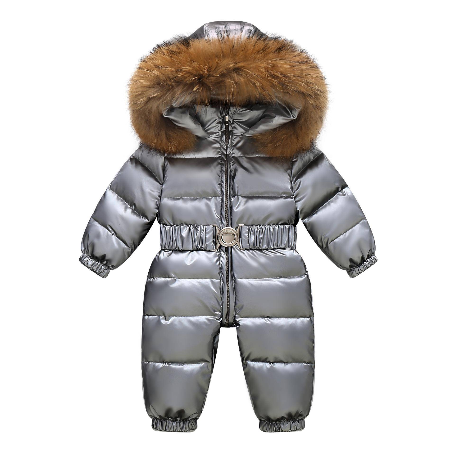 Winter Ski Set Baby Overall Junge Overalls Warme Daunenjacke Kinder Kleinkind Mädchen Kleidung Kinder Kleidung Kunstpelz Mantel 90cm silber von Joom DACH