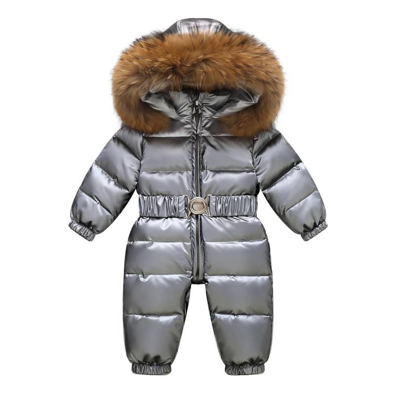 Winter Ski Set Baby Overall Junge Overalls Warme Daunenjacke Kinder Kleinkind Mädchen Kleidung Kinder Kleidung Kunstpelz Mantel 90cm silber von Joom DACH