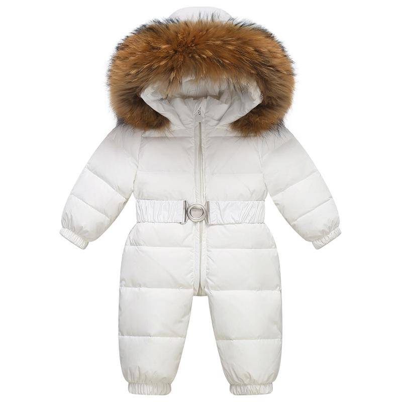 Winter Ski Set Baby Overall Junge Overalls Warme Daunenjacke Kinder Kleinkind Mädchen Kleidung Kinder Kleidung Kunstpelz Mantel 90cm weiß von Joom DACH