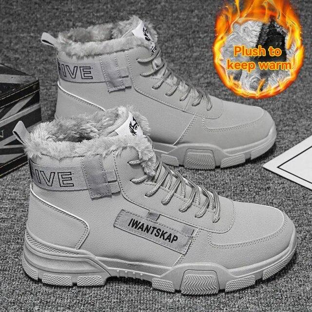 Winter Stiefel Wasserdichte Warme Pelz Schnee Stiefel herren Outdoor Arbeit Casual Schuhe Militär Kampf Gummi 2024 Neue männer stiefeletten 42 blau von Joom DACH