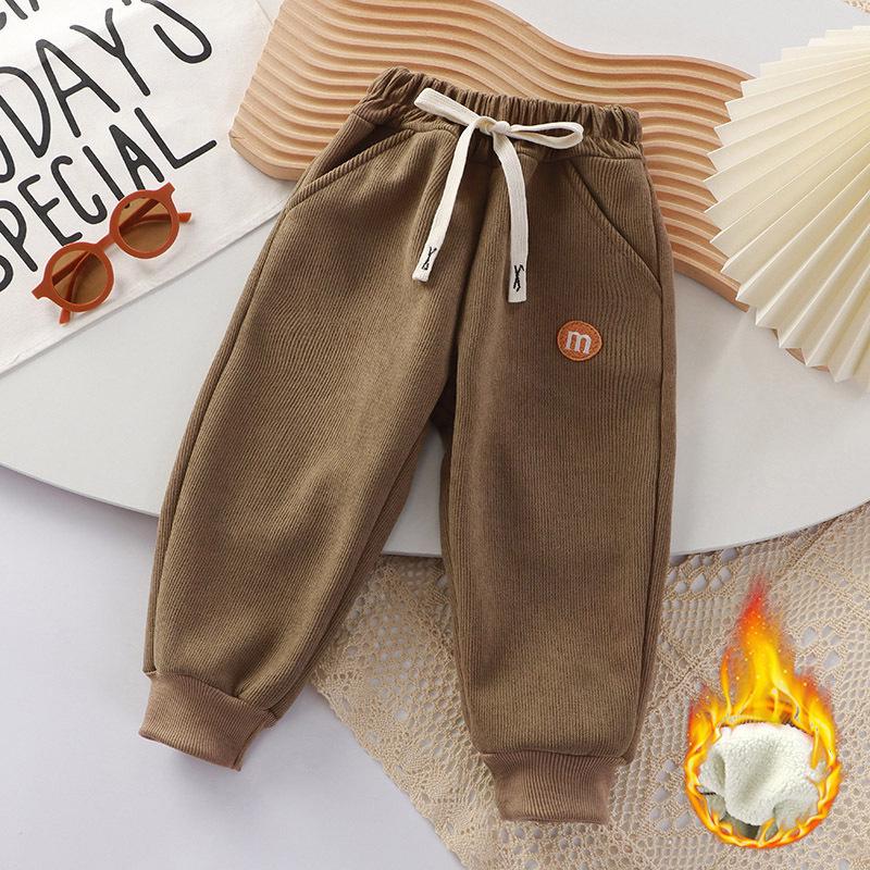 Winter-Sweathose mit Fleecefutter für kleine und mittelgroße Kinder - Alpaka-Fleece-Hose mit Bündchen 90 cm von Joom DACH