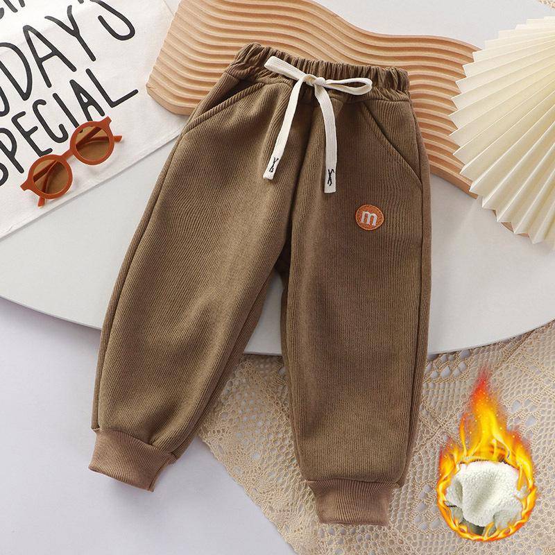 Winter-Sweathose mit Fleecefutter für kleine und mittelgroße Kinder - Alpaka-Fleece-Hose mit Bündchen 90 cm von Joom DACH