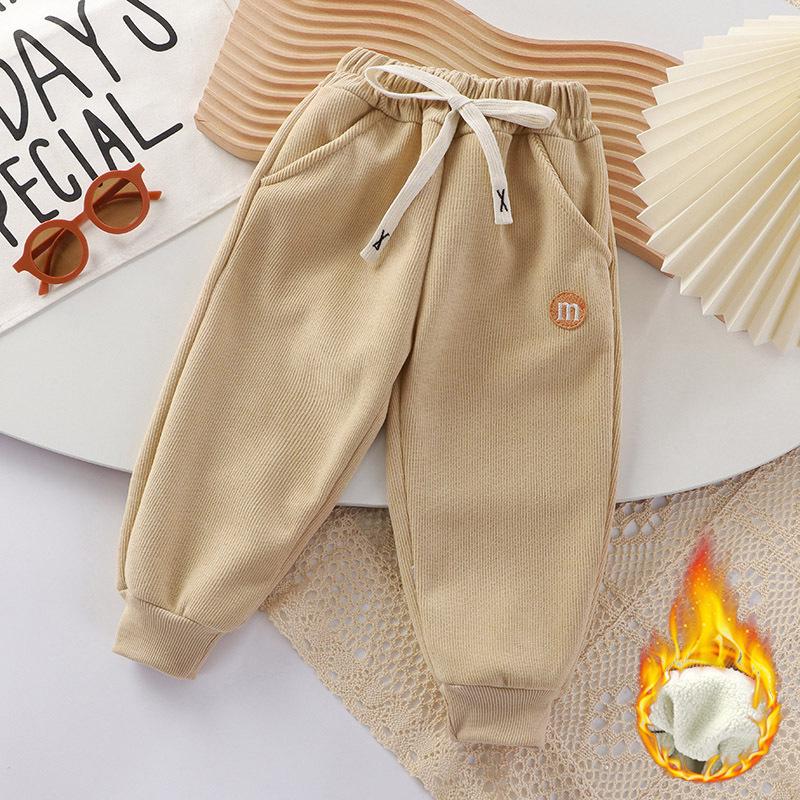 Winter-Sweathose mit Fleecefutter für kleine und mittelgroße Kinder - Alpaka-Fleece-Hose mit Bündchen 90 cm von Joom DACH