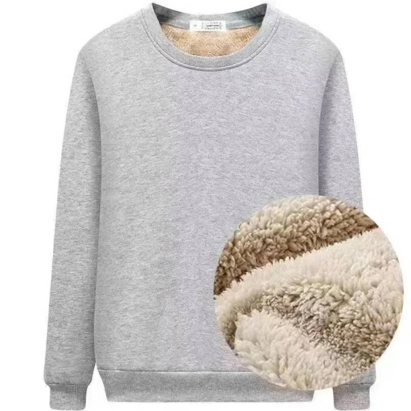 Winter-T-Shirt für Herren, warm, mit Fleece-Futter, dicker Rundhalsausschnitt, einfarbig, Basic-Pullover, Sweatshirt, Thermo-Unterwäsche, Oberteile, Kleidung für Männer L grau von Joom DACH