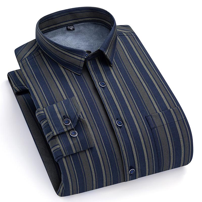 Winter-Thermo-Hemden, langärmelig, für Herren, 2 Schichten, Baumwolle, Oxford, pflegeleicht, warm, für Herren, karierte Hemden, Freizeit-Business 45 von Joom DACH