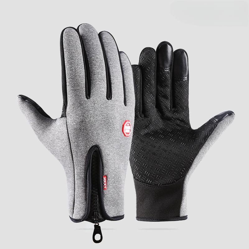 Winter-Thermo-warme Vollfinger-Handschuhe, Touchscreen, Unisex, für Outdoor-Sport, Radfahren, Fahrrad, Ski, Camping, Motorradhandschuhe XL grau von Joom DACH