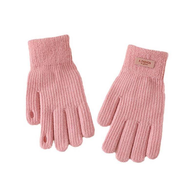 Winter Touchscreen Handschuhe Frauen Männer Warme Stretch Strick Fäustlinge Nachahmung Wolle Vollfinger Handschuhe One Size rosa von Joom DACH
