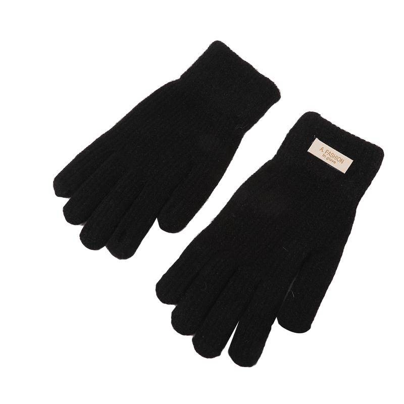 Winter Touchscreen Handschuhe Frauen Männer Warme Stretch Strick Fäustlinge Nachahmung Wolle Vollfinger Handschuhe One Size schwarz von Joom DACH