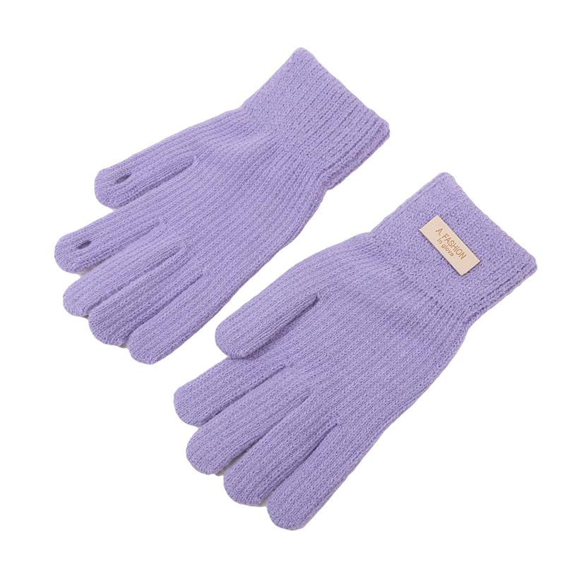 Winter Touchscreen Handschuhe Frauen Männer Warme Stretch Strick Fäustlinge Nachahmung Wolle Vollfinger Handschuhe One Size violett von Joom DACH