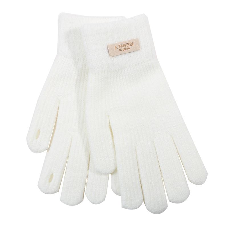 Winter Touchscreen Handschuhe Frauen Männer Warme Stretch Strick Fäustlinge Nachahmung Wolle Vollfinger Handschuhe One Size weiß von Joom DACH