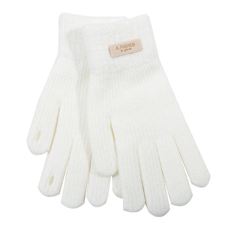 Winter Touchscreen Handschuhe Frauen Männer Warme Stretch Strick Fäustlinge Nachahmung Wolle Vollfinger Handschuhe One Size weiß von Joom DACH