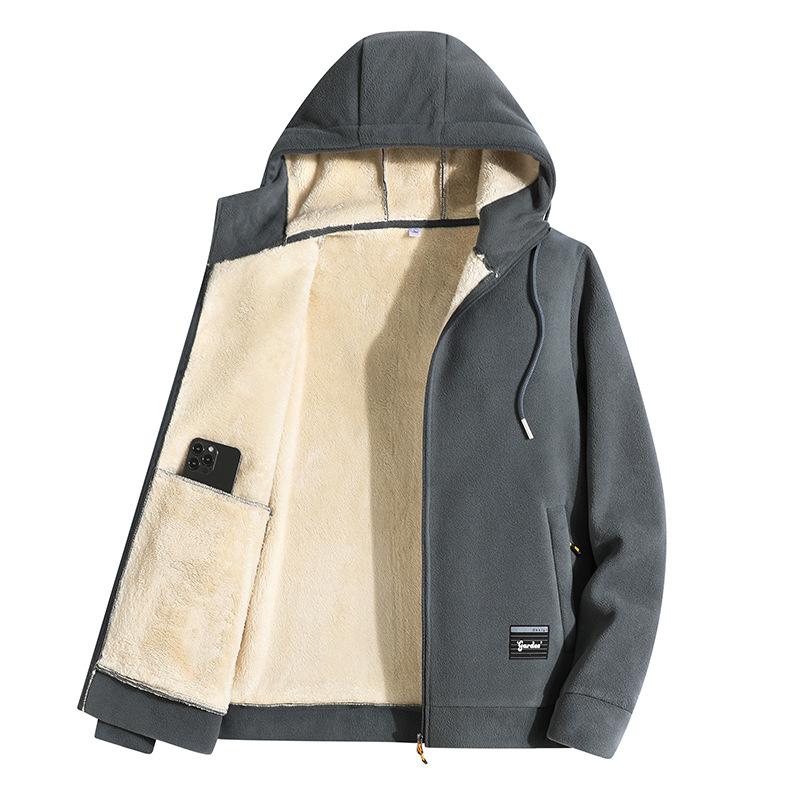 Winter Trendy Marke Lose Casual Fleece Verdickte Jacke Thermo Kapuze Männer Herbst und Winter 4XL von Joom DACH