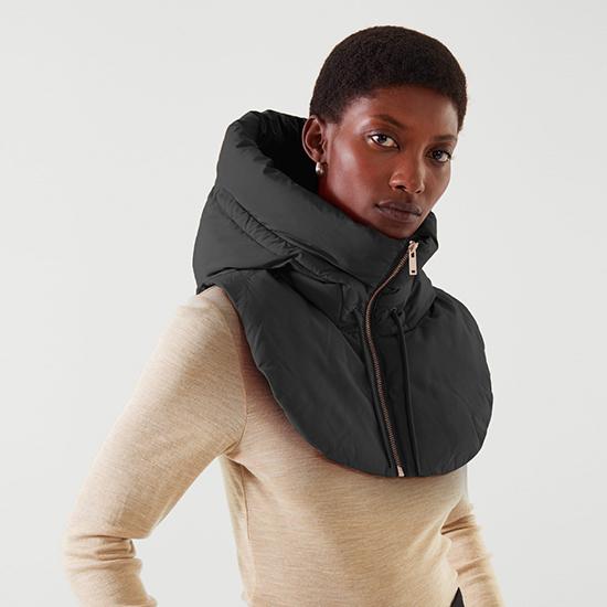 Winter Ultraleichte Daunen-Kapuzenhüte Für Damen Herren Warmer Ringschal Sturmhaube Hut Halsreißverschluss Kordelzug Mantel Schal Kurzes Tanktop XXL/XXXL schwarz von Joom DACH