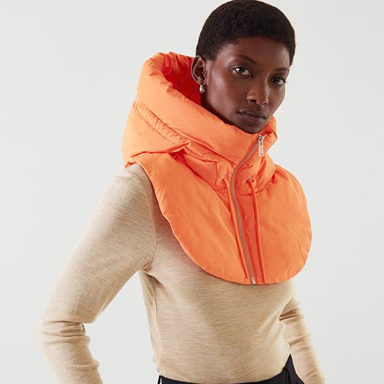 Winter Ultraleichte Daunen-Kapuzenhüte Für Damen Herren Warmer Ringschal Sturmhaube Hut Halsreißverschluss Kordelzug Mantel Schal Kurzes Tanktop von Joom DACH