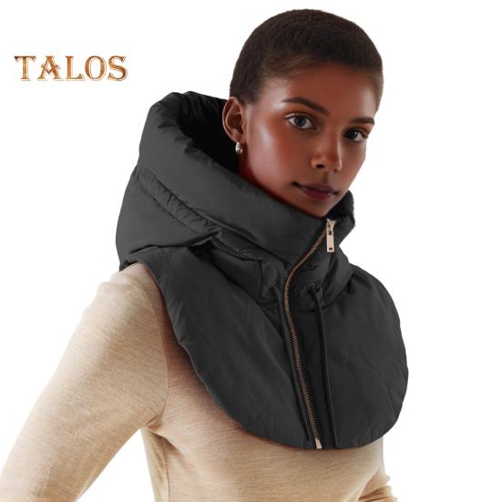 Winter Ultraleichte Daunenmütze mit Kapuze Mantel Halskragen Reißverschluss Kordelzug Männer Warmer Ringschal Sturmhaube Mütze Mantel Schal Kurzes Tanktop S schwarz von Joom DACH